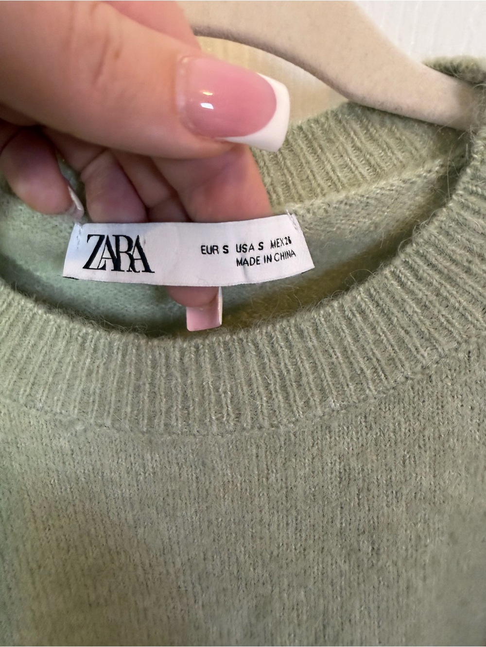 Zara Knit Ruffle Shoulder Sweater Womens S Sage Green Cottagecore Romantic - Picture 3 of 5